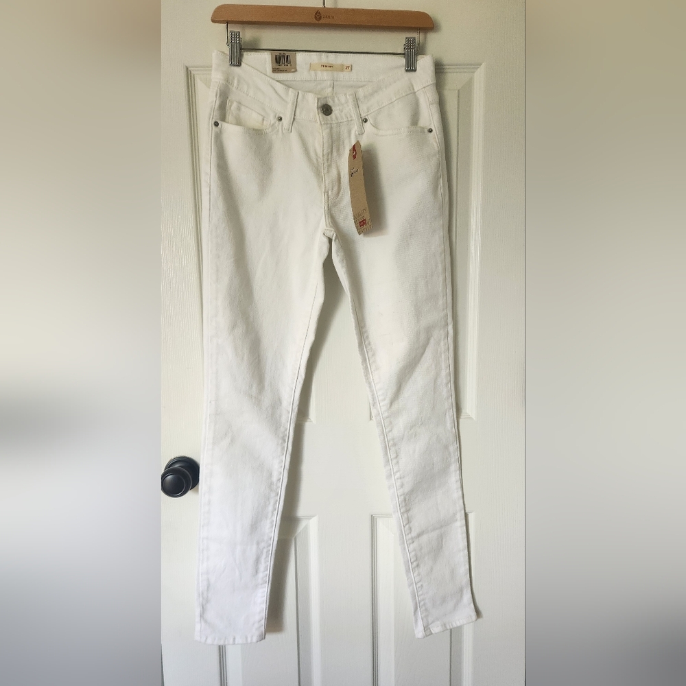 Levi's 712 Mid-rise White Skinny Jeans. Size:27